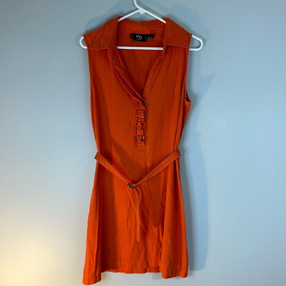 MG originals Paris, orange linen blend sleeveless dress size L
